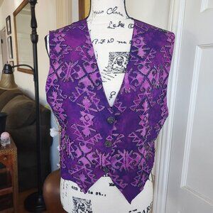 Purple Beaded Boho Vest Vintage Sz S/M